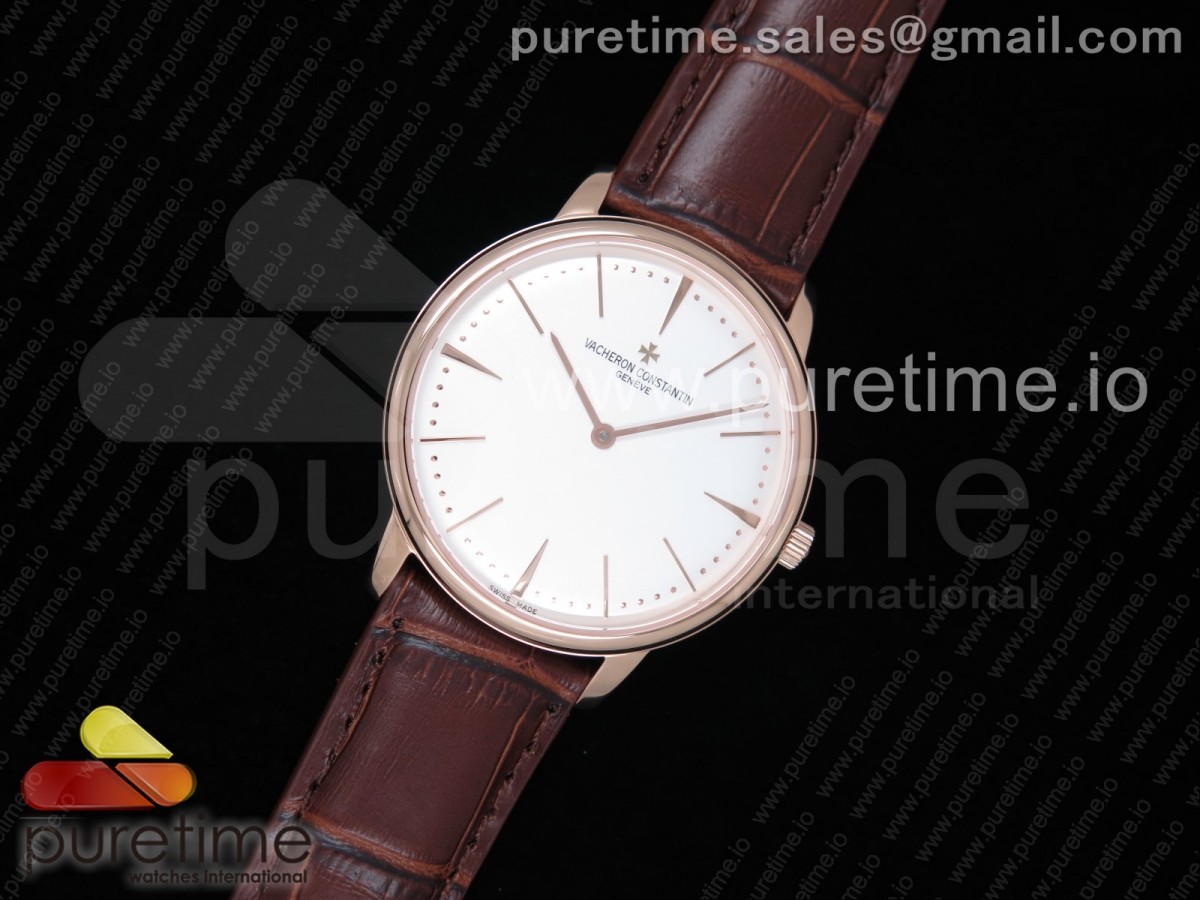 KZ공장 바쉐론콘스탄틴 패트리모니 로즈골드 금통 화이트다이얼 가죽스트랩 Patrimony Calatrava RG White Dial on Brown Leather Strap MIYOTA 9015