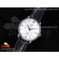 ZF공장 오메가 드빌 프레스티지 파워리저 화이트다이얼 가죽스트랩 De Ville Prestige Real PR SS White Dial Blue Markers on Black Leather Strap MIYOTA 9015