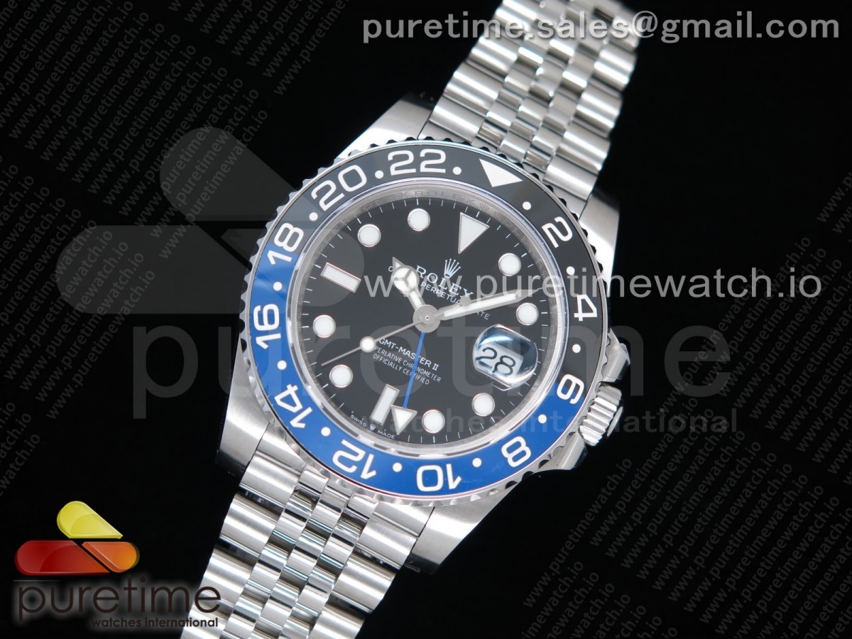 GM공장 롤렉스 GMT마스터2 블루앤블랙 블랙다이얼 쥬빌레브레이슬릿 GMT Master II 126710 BLNR Real Ceramic 904L SS on Bracelet A3285 (Correct Hand Stack)