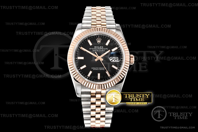 BP공장 롤렉스 데이저스트 36 로즈골드 콤비 블랙다이얼 브레이슬릿 DateJust 36mm Jub Flt RG/SS Black/Stick BP A2813