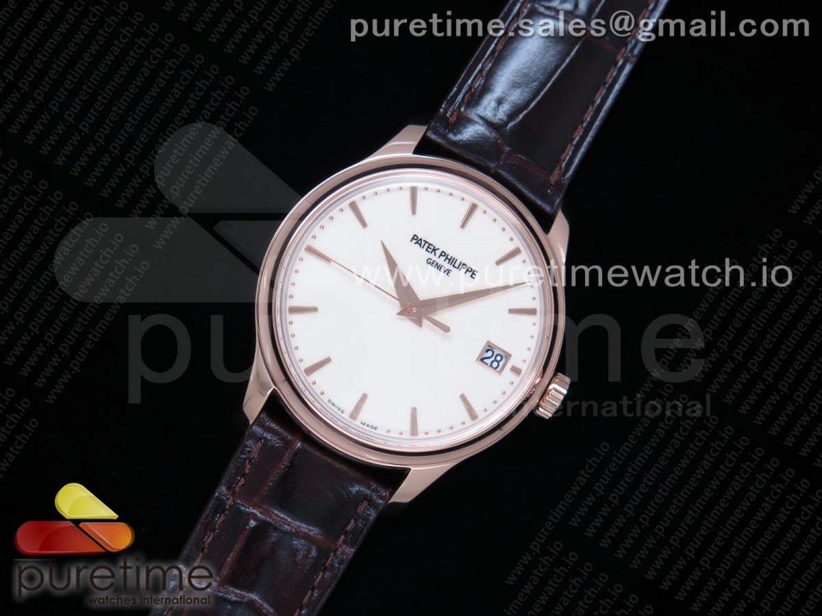 ZF공장 파텍필립 칼라트라바 로즈골드 금통 아이보리다이얼 가죽스트랩 Calatrava 5227R RG White Dial on Brown Leather Strap A324CS