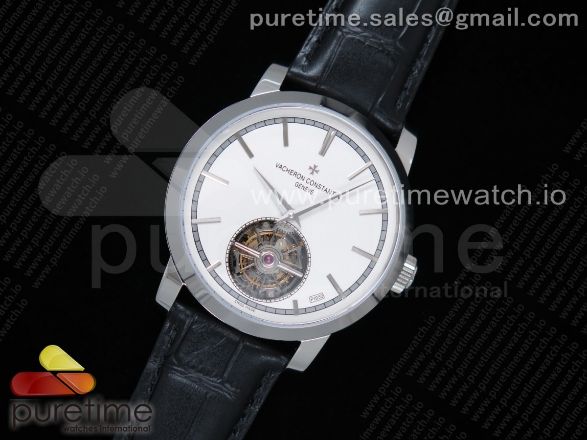 OX공장 바쉐론콘스탄틴 트레디셔널 뚜르비용 화이트다이얼 가죽스트랩 Traditionnelle Tourbillon SS White Dial on Black Leather Strap