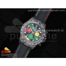 TW공장 롤렉스 데이토나 카본 컬러풀다이얼 나일론 스트랩 Daytona DIW Carbon Case and Bezel Colorful Dial on Black Nylon Strap A7750