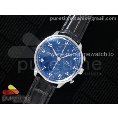 ZF공장 IWC 포르투기저 크로노그래프 150주년 블루다이얼 가죽스트랩 Portugieser Chronograph Edition “150 Years” IW371601 Blue Dial on Black Leather Strap A7750 (Slim Movement)