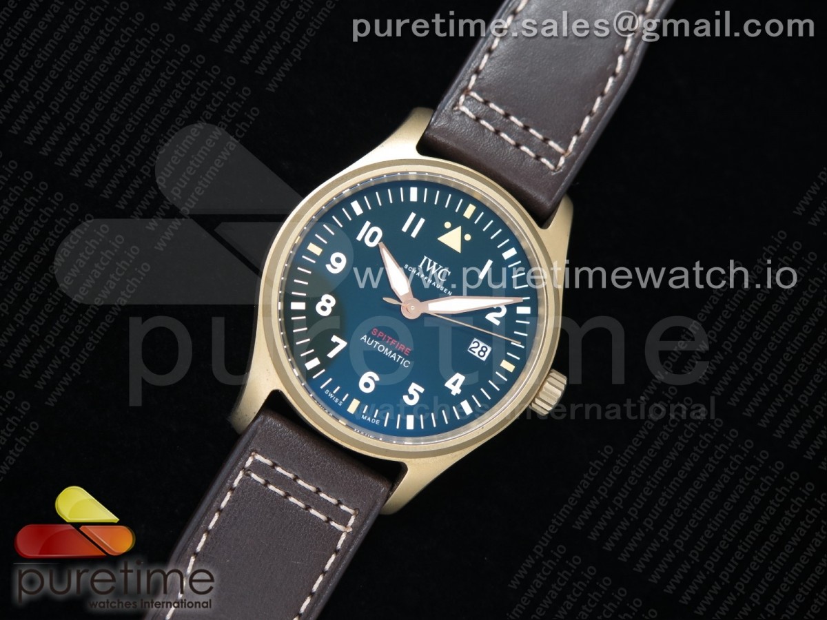 MK공장 마크18 스핏파이어 브론즈케이스 그린다이얼 가죽스트랩 Spitfire Automatic Bronze IW326802 Green Dial on Brown Leather Strap MIYOTA 9015