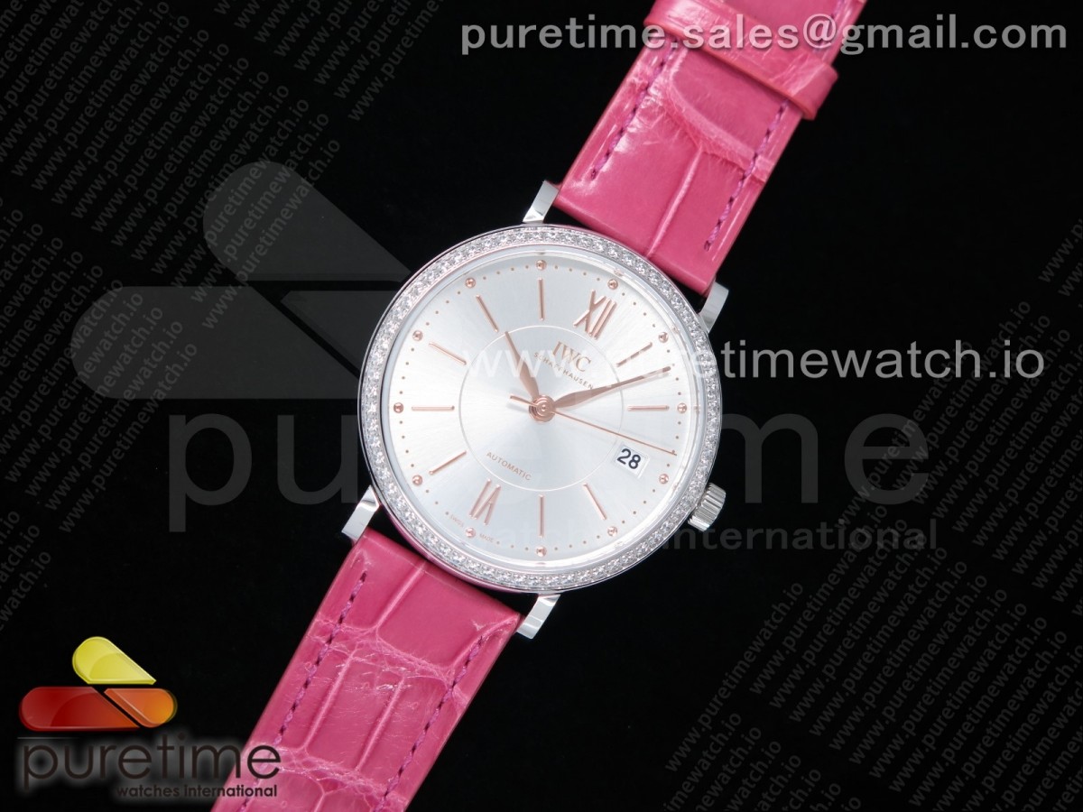 MF공장 포르토피노 37MM 실버다이얼 악어스트랩 Portofino Automatic 37 SS Silver Dial RG Markers on Pink Crocodile Strap A35111