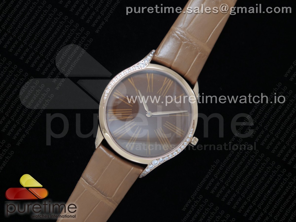 오메가 드빌 트레소르 퀴츠 로골 브라운다이얼 가죽스트랩 De Ville Tresor Quartz 36mm Ladies RG Brown Dial on Brown Leather Strap Ronda Quartz