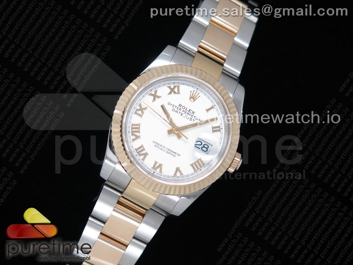 GM공장 롤렉스 데이저스트 36 옐로우골드콤비 포금 화이트다이얼 브레이슬릿 DateJust 36 SS/YG Wrapped 116233 White Dial Roman Markers on SS/YG Wrapped Oyster Bracelet A2836