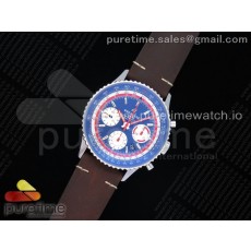 V9공장 브라이틀링 내비타이머 크로노 블루다이얼 가죽스트랩 Navitimer B01 Chronograph 43 Blue Dial on Brown Leather Strap A7750