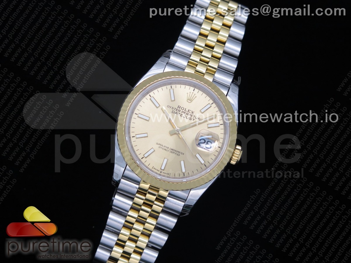 EW공장 롤렉스 데이저스트 36 옐로우골드콤비 샴페인다이얼 쥬빌레브레이슬릿 DateJust 36 SS/YG 126233 Gold Dial Stick Markers on Jubilee Bracelet A3235