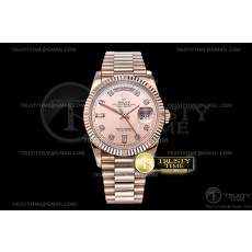 BP공장 롤렉스 데이데이트 36MM 로골 로골다이얼 DayDate 36mm Flt RG/RG Rose Gold Diam BP Asia 2836