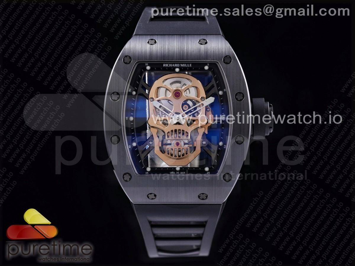 ZF공장 리차드밀 RM052 세라믹 로골 리얼투어빌론 러버스트랩 RM052 Skull Black Ceramic RG Skeleton Dial on Black Rubber Strap NH05A