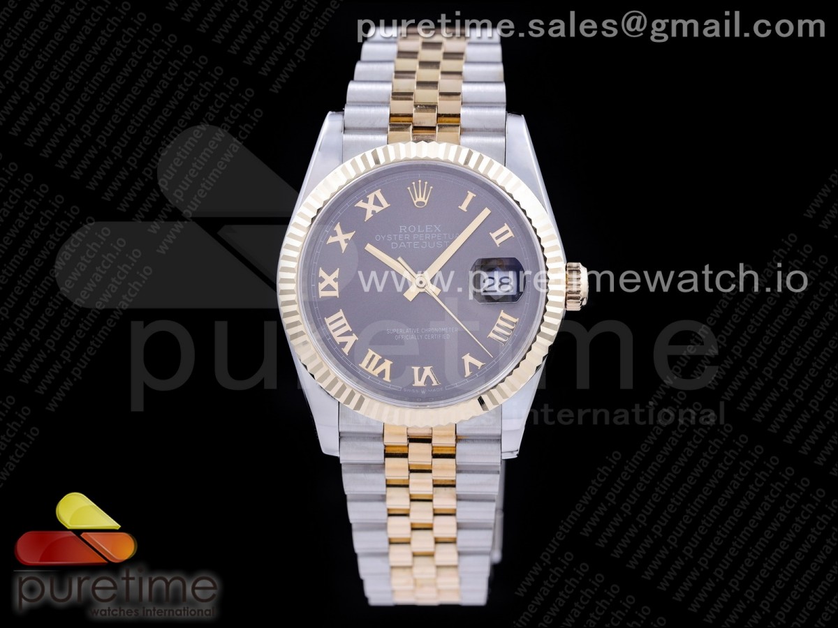 GM공장 롤렉스 데이저스트 36 옐로우골드콤비 포금 그레이다이얼 브레이슬릿 DateJust 36 SS/YG 126233 GMF Gold Wrapped 904L Steel Gray Dial Roman Markers on Jubilee Bracelet SA3235