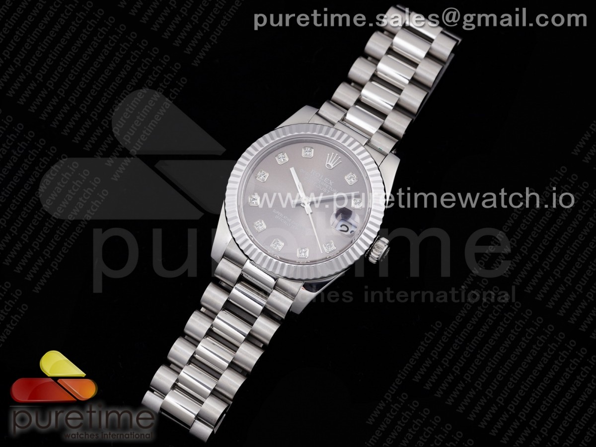 GM공장 롤렉스 데이저스트 31 그레이다이얼 브레이슬릿 DateJust 31 Ladies 278289 GMF 316L Steel Gray Dial Diamonds Markers on President Syle Bracelet