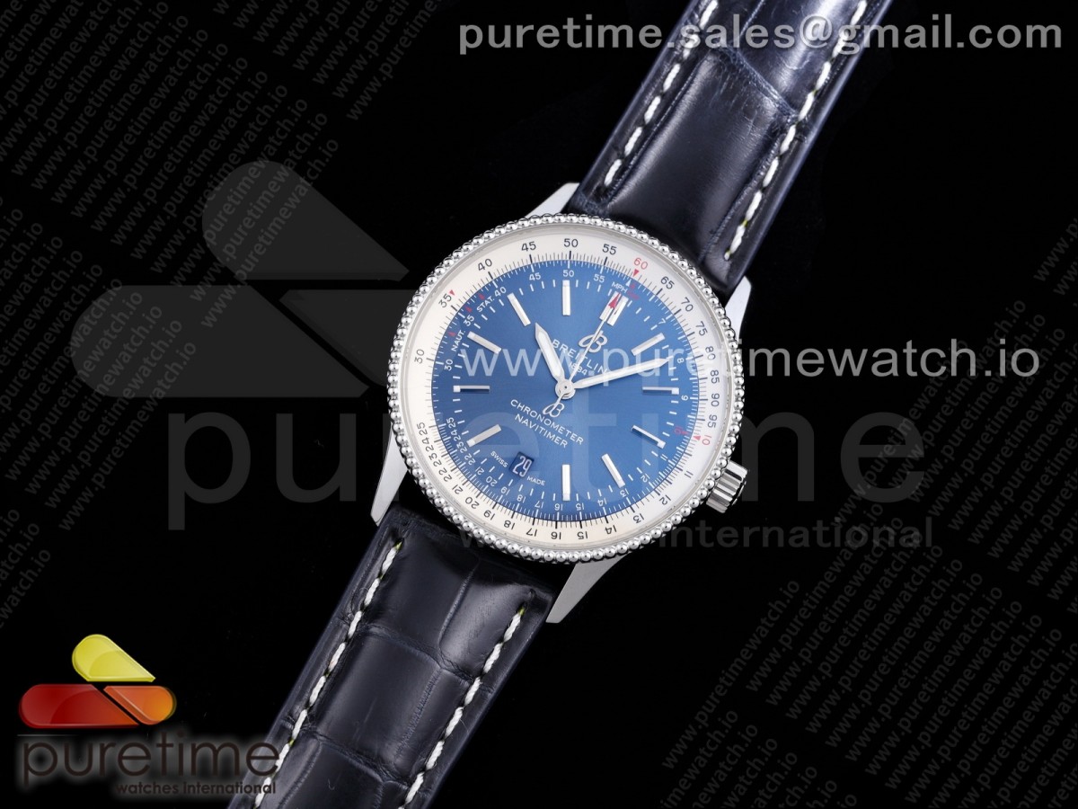 XB공장 브라이틀링 내비타이머 블루다이얼 악어가죽스트랩 Navitimer 1 SS 41mm Blue Dial on Blue Croco Strap A2824