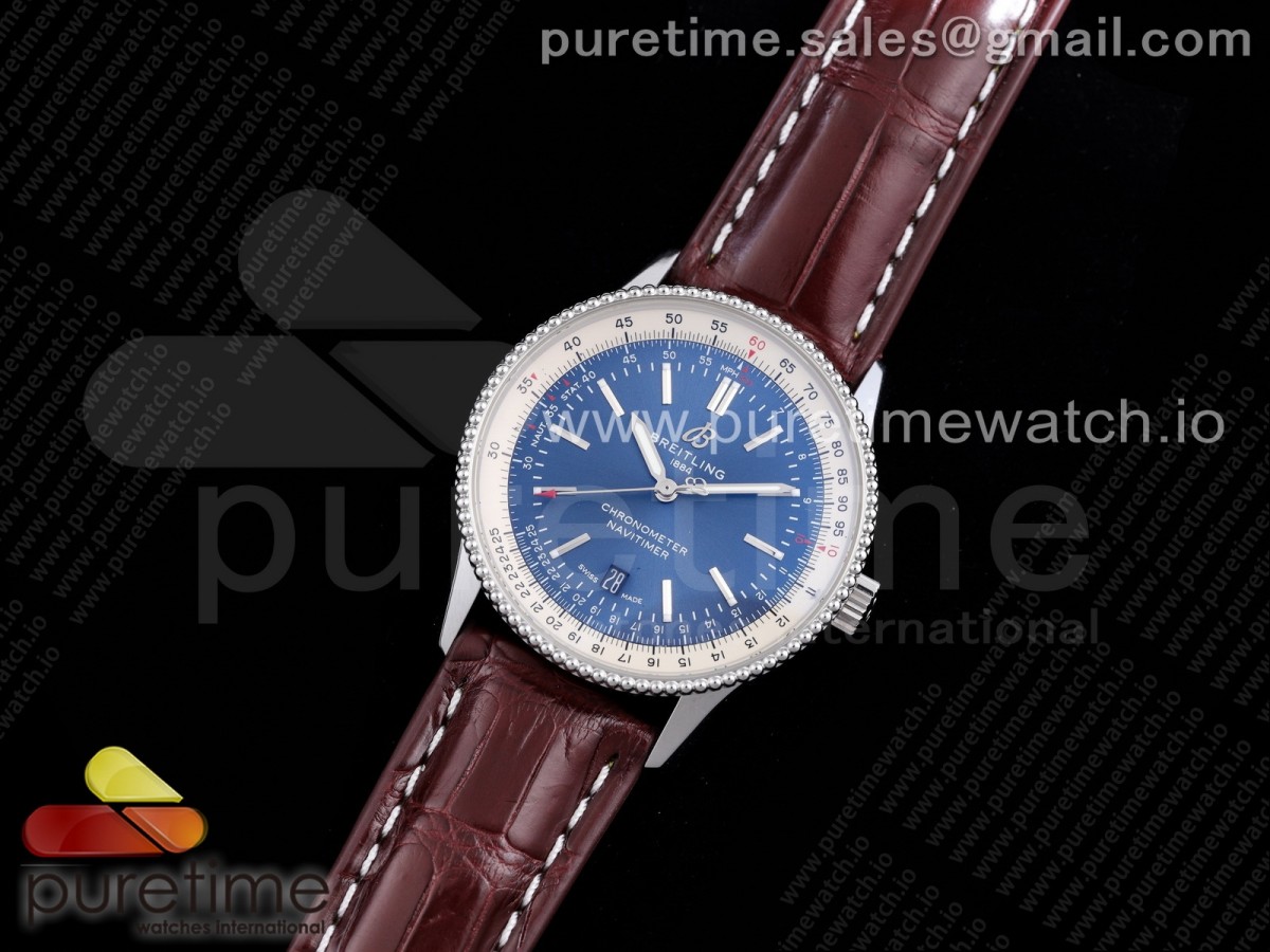 XB공장 브라이틀링 내비타이머 블루다이얼 악어가죽스트랩 Navitimer 1 SS 41mm Blue Dial on Brown Croco Strap A2824