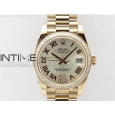 BP공장 롤렉스 데이저스트 31 로즈골드금통 실버다이얼 브레이슬릿2813 Datejust 31mm 278275 RG Dia Bezel Silver Roman Markers Dial @6 Dia on RG President Bracelet