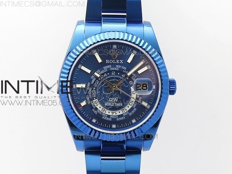 WW공장 스카이듀엘러 DLC 블루다이얼 브레이슬릿 Sky-Dweller Blue DLC WWF Black Dial on Blue DLC Bracelet A2813 to 9001