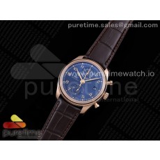 ZF공장 포르투기저 크로노 클래식 로골 블루다이얼 가죽스트랩 Portugieser Chrono Classic 42 RG IW390305 Blue Dial on Brown Leather Strap A7750