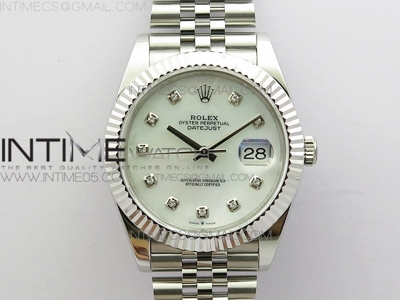 BP공장 롤렉스 데이저스트 41 자개다이얼 브레이슬릿3235 DateJust 41 126334 SS New Version White MOP Crystals Markers Dial on Jubilee Bracelet