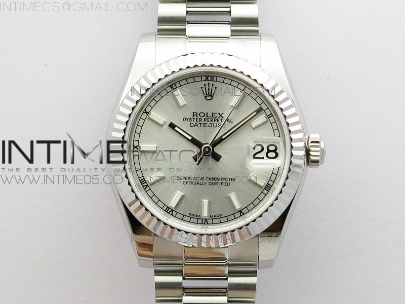 GS공장 롤렉스 데이저스트 31 실버다이얼 브레이슬릿 Datejust 31mm 178274 SS Silver Stick Markers Dial on SS President Bracelet SEIKO NH05A