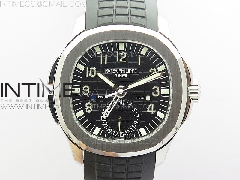 GR공장 V2 아쿠아넛 블랙다이얼 브라운러버스트랩 Aquanaut 5164A SS Black Dial on Black Rubber Strap A324 V2