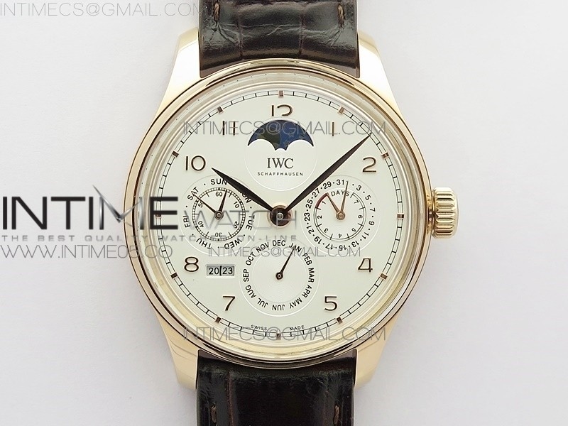 V9공장 포르투기저 애뉴얼캘린더 로골 화이트다이얼 가죽스트랩 Portuguese Real PR Real Annual Calendar IW503302 RG V9F Best Edition White Dial Brown Leather Strap A52610