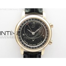 AI공장 파텍 6104P 문 로골 블랙다이얼 가죽스트랩 6104P Moon RG AIF Black Dial RG Bezel on Black Leather Strap A240