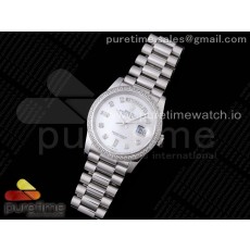 GM공장 데이데이트 36 자개다이얼 2836 Day Date 36 128239 GMF 1:1 Best Edition 904L Steel White Dial Diamonds Markers and Bezel on Bracelet A2836