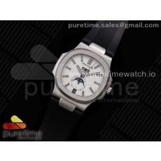 GR공장 V2 노틸러스 애뉴얼캘린더 화이트다이얼 러버 Nautilus 5726 Complicated SS GRF 1:1 Best Edition White Textured Dial on Black Rubber Strap A324