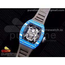 JB공장 RM052-01 뚜르비용 PVD 스켈레톤다이얼 러버 RM052-01 Tourbillon PVD Blue Bezel JBF Best Edition Skeleton Dial on Gray Rubber Strap