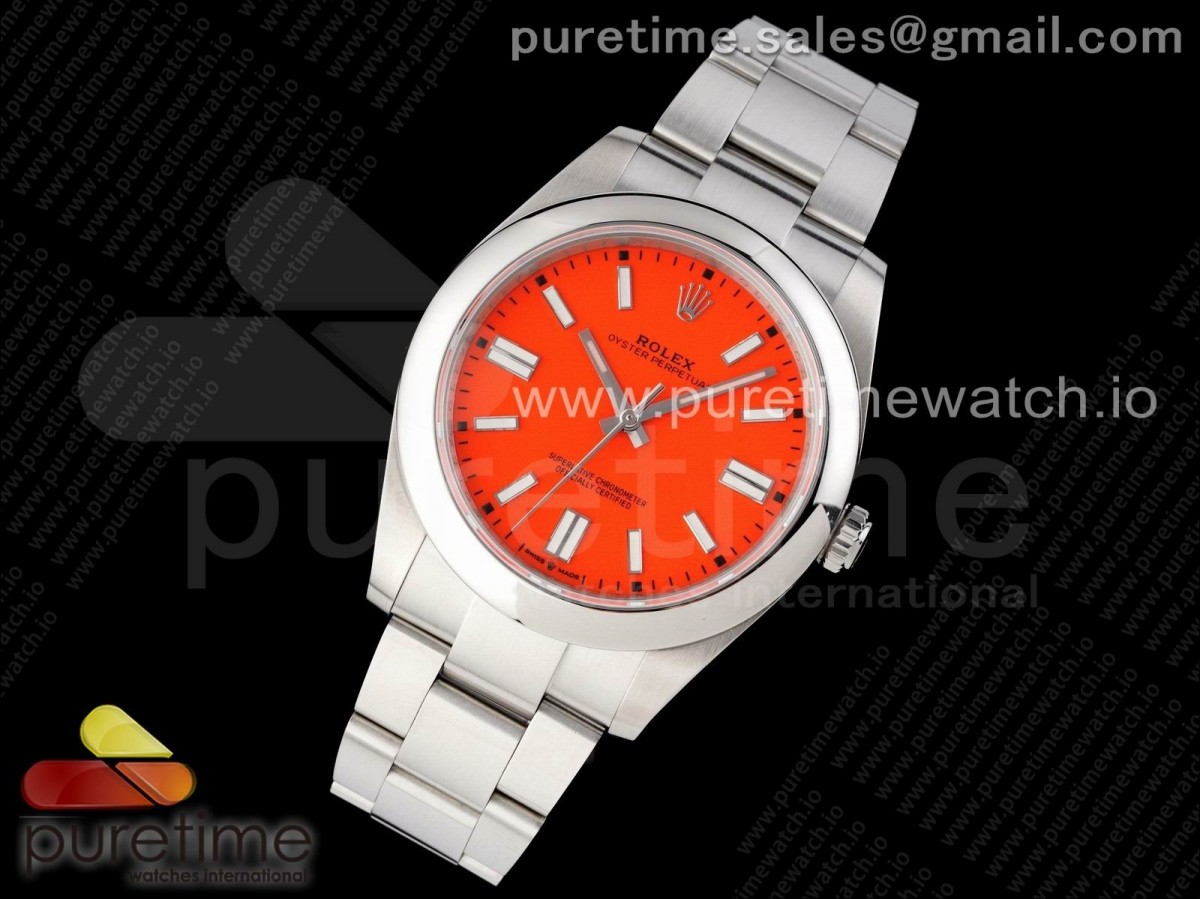 EW공장 롤렉스 오이스터퍼페츄얼 41미리 레드다이얼 Oyster Perpetual 41mm 124300 EWF Best Edition Red Dial on SS Bracelet A3230