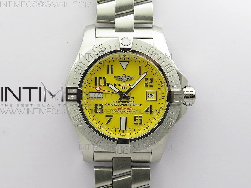 B50공장 씨울프 옐로우다이얼 Seawolf 45mm SS B50 1:1 Best Edition SuperLumed Yellow Dial Numeral Markers on SS Bracelet A2824