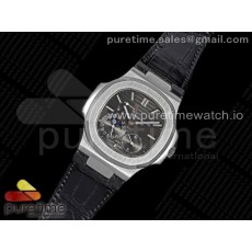 PF공장 노틸러스 문페이즈 그레이다이얼 가죽스트랩 Nautilus 5712 SS PF Best Edition Gray Dial on Black Leather Strap A23J