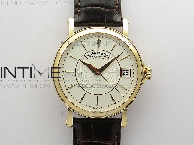 ZF공장 칼라트라바 로골 화이트다이얼 가죽스트랩 Calatrava 5153G-010 RG ZF 1:1 Best Edition White textured dial on Brown Leather Strap A324CS