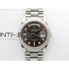 BP공장 롤렉스 데이데이트 36미리 그레이다이얼 2836 Day-Date 36 128239 SS/Crystal BP Best Edition Gray Crystal Markers Dial on SS President Bracelet A2836