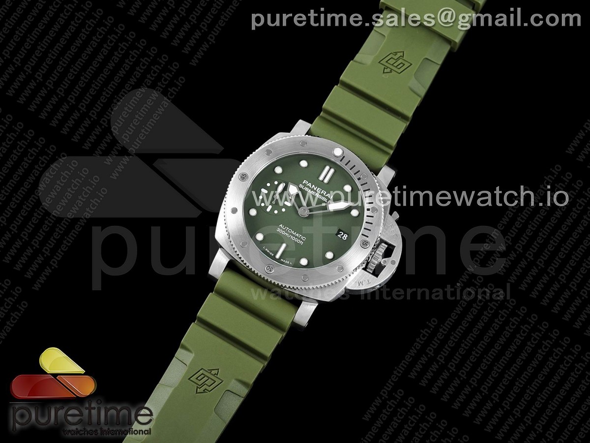 VS공장 파네라이 PAM1055 그린다이얼 그린러버스트랩 PAM1055 Luminor Submersible 42mm Verde Militare VSF 1:1 Best Edition on Green Rubber Strap P.900 Clone