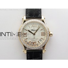 YY공장 쇼파드 해피스포츠 36미리 로즈골드금통 화이트다이얼 가죽스트랩 HAPPY SPORT AUTOMATIC RG 36MM CRYSTAL YYF 1:1 BEST EDITION WHITE DIAL ON BLACK LEATHER STRAP A2892