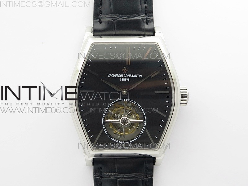 VCR공장 바쉐론콘스탄틴 말테 투어빌론 스틸 블랙다이얼 가죽스트랩 Malte Tourbillon SS VCR Best Edition Black Dial on Black Croco Leather Strap