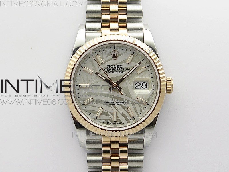 BP공장 롤렉스 데이저스트 36 로즈골드콤비 플루티드베젤 실버팜다이얼 쥬빌레브레이슬릿 DateJust 36 SS/RG 126231 BP 1:1 Best Edition Silevr/Gray Dial on Jubilee Bracelet