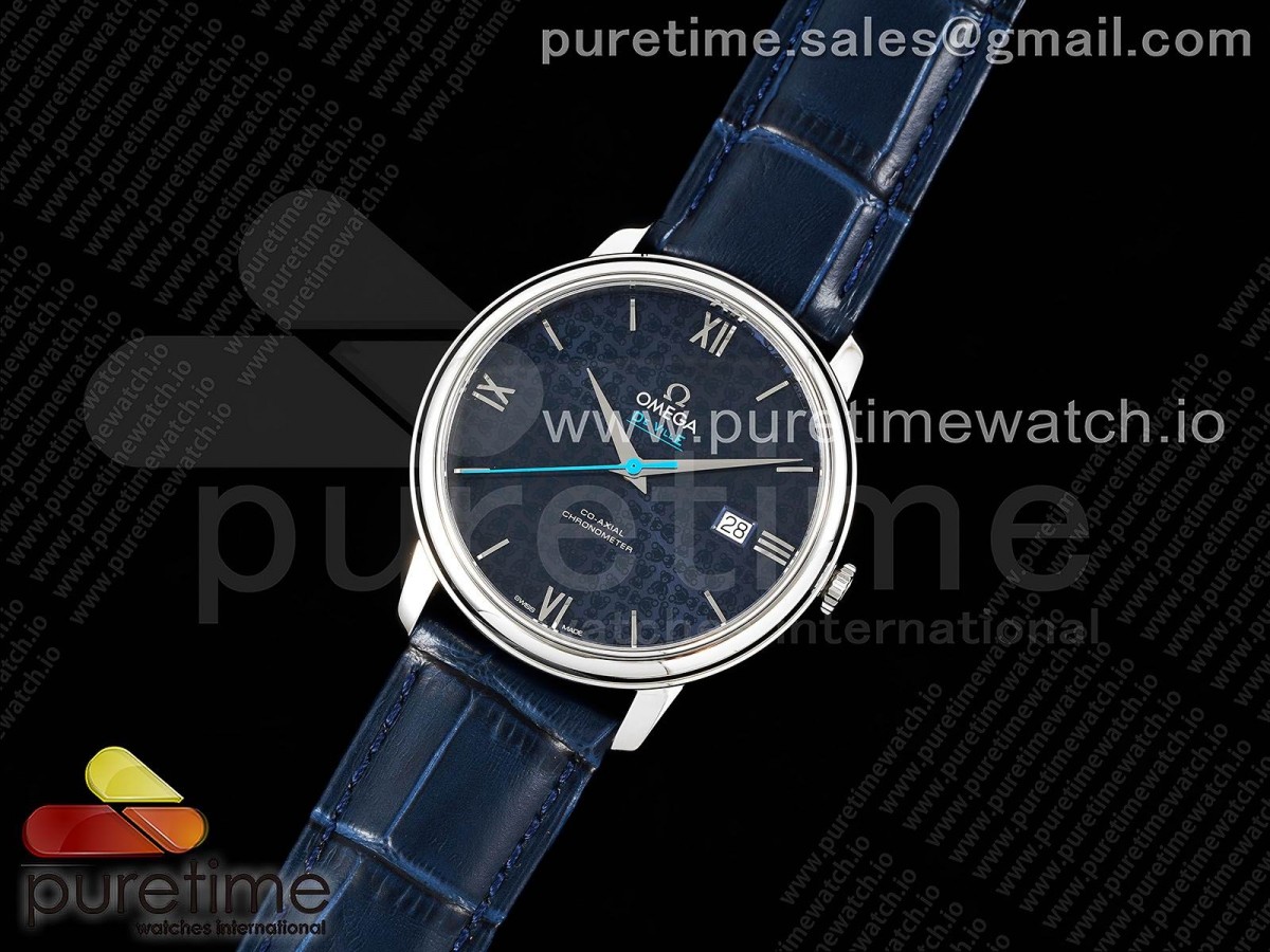 RMX공장 오메가 드빌 프레스티지 오르비스 스틸 블루텍스쳐다이얼 가죽스트랩 De Ville Prestige Orbis SS RMX Blue Dial on Blue Leather Strap A2892