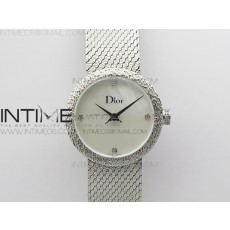 8848공장 디올 라 디 드 디올 스틸 자개화이트다이얼 브레이슬릿 La D de dior Satine SS Case 8848F 1:1 Best Edition MOP White Dial on SS bracelet Swiss Quartz