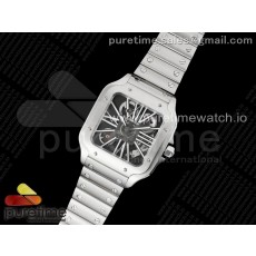 TWF공장 산토스 스켈레톤 스틸 블랙다이얼 브레이슬릿 Santos skeleton SS TWF Best Edition Skeleton Dial on SS Bracelet Ronda Quartz