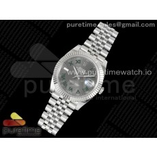 CLEAN공장 롤렉스 데이저스트 41 스틸 슬레이트로만다이얼 쥬빌레브레이슬릿 윔블던 클린공장 Datejust 41 SS 904L Steel Clean 1:1 Best Edition Gray Dial Green Roman on SS Bracelet VR3235