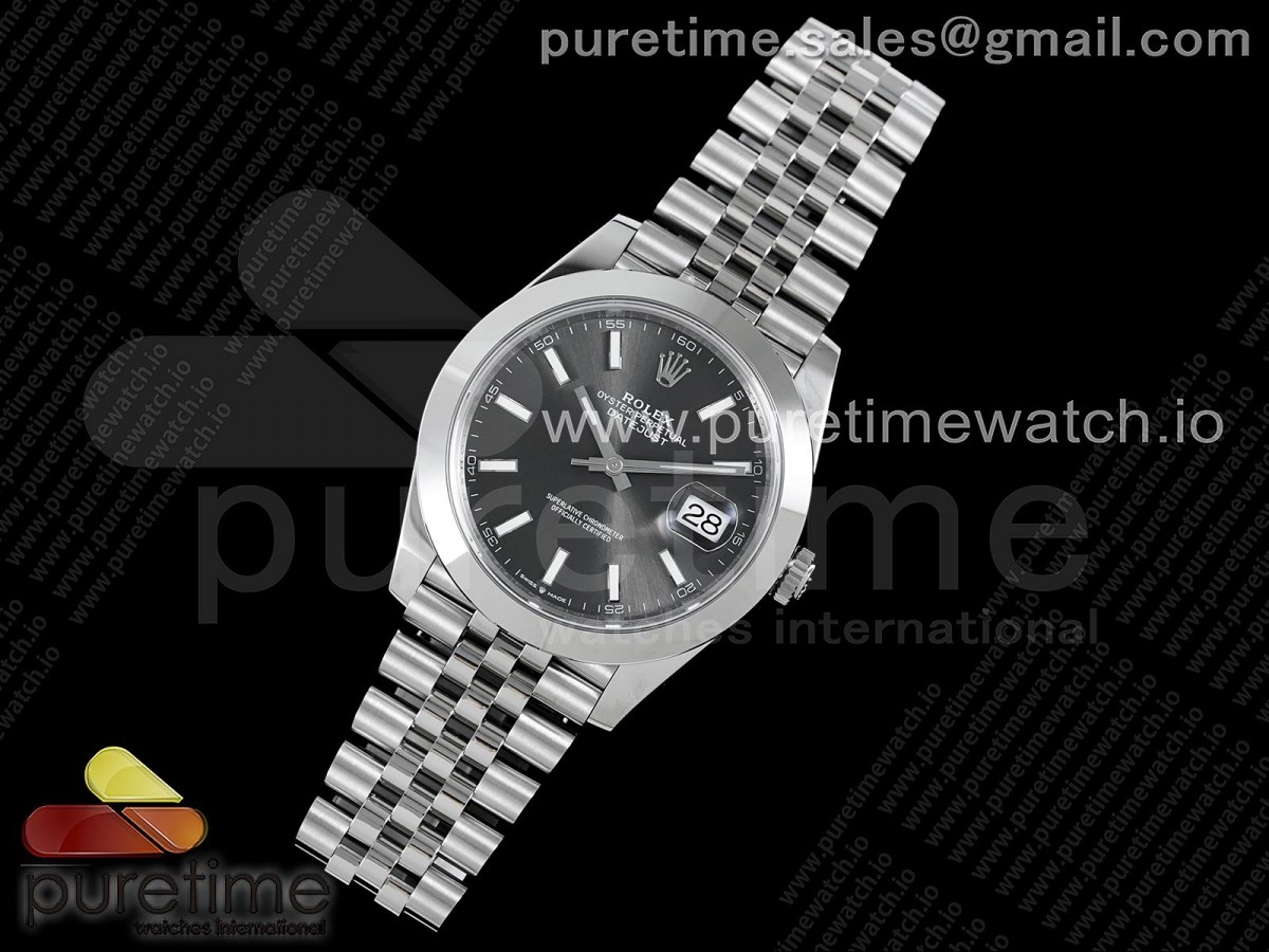 VS공장 롤렉스 데이저스트 41 스틸 그레이다이얼 돔베젤 쥬빌레브레이슬릿 다크로듐 DateJust 41 126330 904L SS VSF 1:1 Best Edition Gray Dial on Jubilee Bracelet VS3235