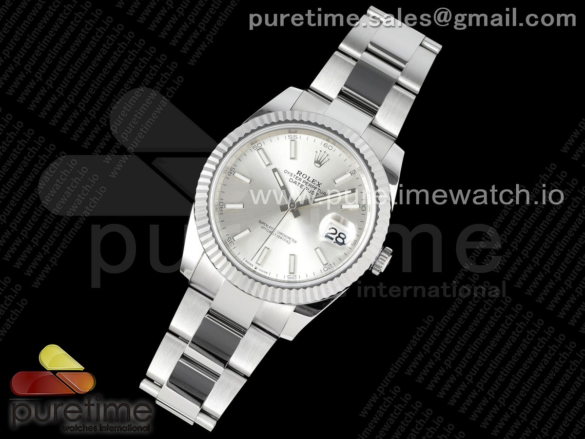 NTF공장 롤렉스 데이저스트 41 스틸 실버다이얼 플루티드베젤 오이스터브레이슬릿 DateJust 41 126334 NTF 1:1 Best Edition 904L Steel Silver Stick Dial on Oyster Bracelet VR3235