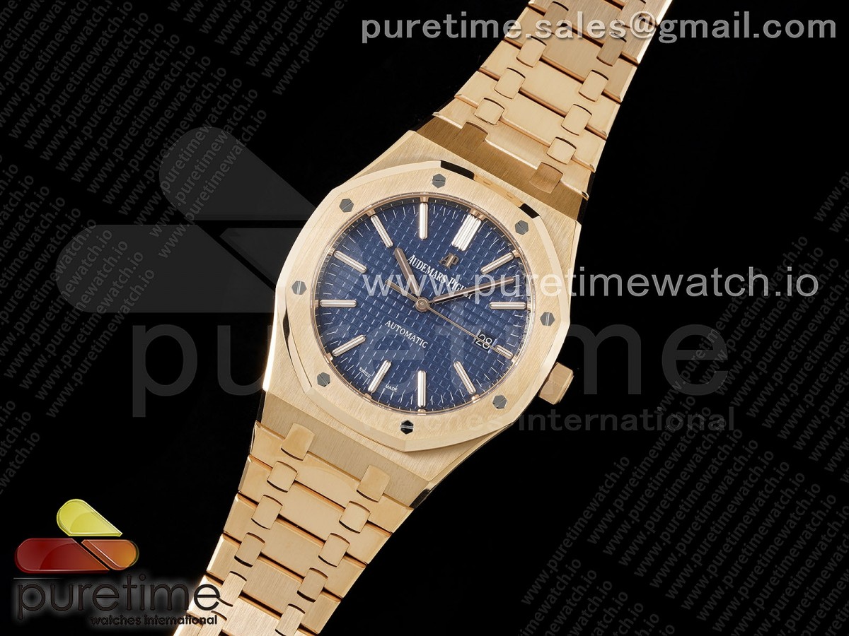 ZF공장 오데마피게 로얄오크 41 로즈골드금통 블루다이얼 브레이슬릿 Royal Oak 41mm 15400 RG ZF 1:1 Best Edition Blue Textured Dial on RG Bracelet V2 SA3120 Super Clone