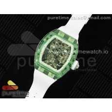 RM공장 리차드밀 RM56-01 뚜르비옹 그린 투명 글래스케이스 러버스트랩 RM56-01 Green Transparent Tourbillon RMF Best Edition Skeleton Dial on White Rubber Strap