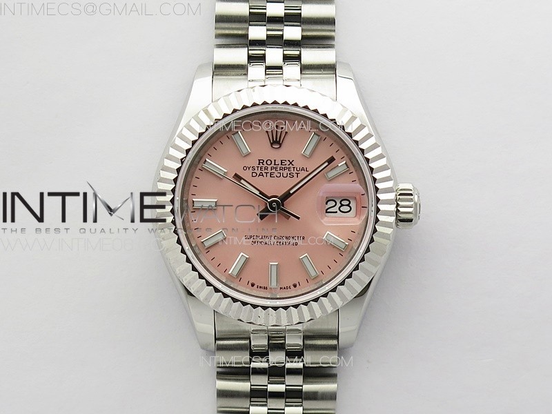 APS공장 롤렉스 레이디 데이저스트 28 스틸 핑크바다이얼 플루티드베젤 쥬빌레브레이슬릿 Datejust 28mm 279179 SS APSF Best Edition Pink Dial Sticks Markers on SS Jubilee Bracelet NH05