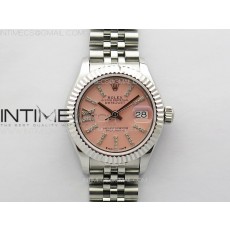 APS공장 롤렉스 레이디 데이저스트 28 스틸 핑크다이아몬드다이얼 플루티드베젤 쥬빌레브레이슬릿 Datejust 28mm 279179 SS APSF Best Edition Pink Dial Sticks Crystals Markers on SS Jubilee Bracelet NH05